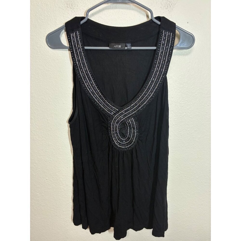 Apt 9 Beaded Blouse Sleeveless Business Casual Black Size 0X BD2
